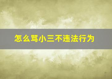 怎么骂小三不违法行为