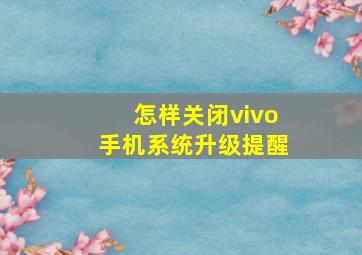 怎样关闭vivo手机系统升级提醒