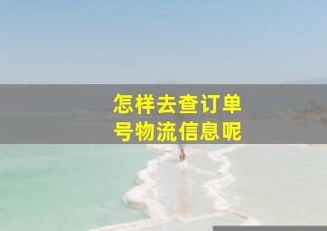 怎样去查订单号物流信息呢