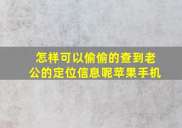 怎样可以偷偷的查到老公的定位信息呢苹果手机