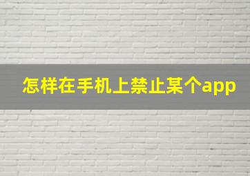 怎样在手机上禁止某个app