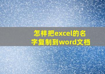 怎样把excel的名字复制到word文档