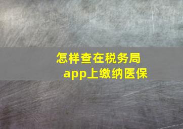 怎样查在税务局app上缴纳医保