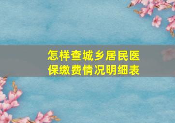 怎样查城乡居民医保缴费情况明细表