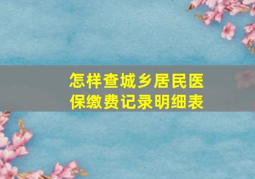 怎样查城乡居民医保缴费记录明细表