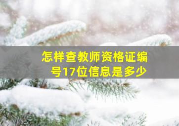 怎样查教师资格证编号17位信息是多少