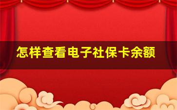 怎样查看电子社保卡余额