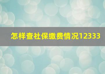 怎样查社保缴费情况12333