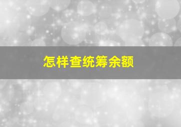 怎样查统筹余额