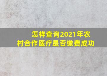 怎样查询2021年农村合作医疗是否缴费成功