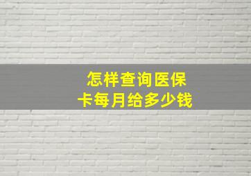 怎样查询医保卡每月给多少钱