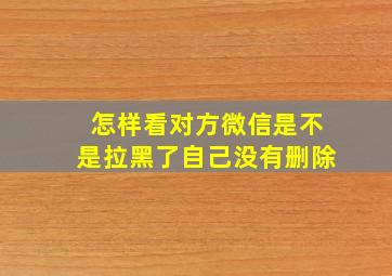 怎样看对方微信是不是拉黑了自己没有删除