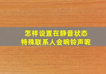 怎样设置在静音状态特殊联系人会响铃声呢