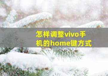 怎样调整vivo手机的home键方式