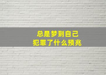 总是梦到自己犯罪了什么预兆