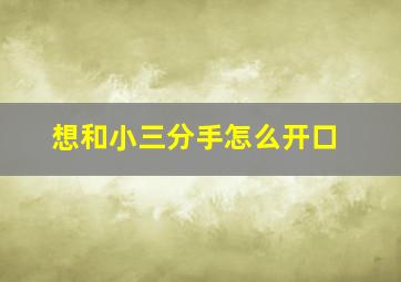 想和小三分手怎么开口