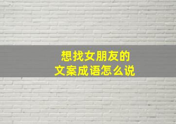 想找女朋友的文案成语怎么说