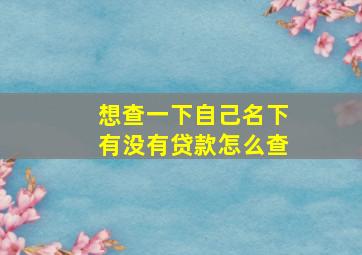 想查一下自己名下有没有贷款怎么查