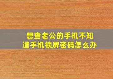 想查老公的手机不知道手机锁屏密码怎么办