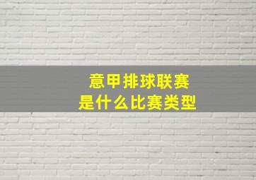 意甲排球联赛是什么比赛类型