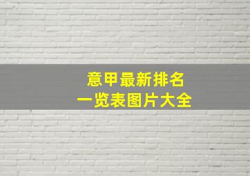 意甲最新排名一览表图片大全