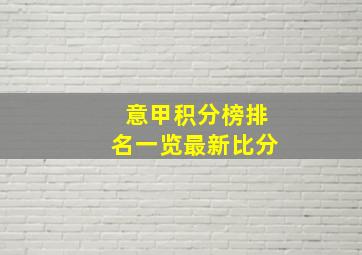 意甲积分榜排名一览最新比分