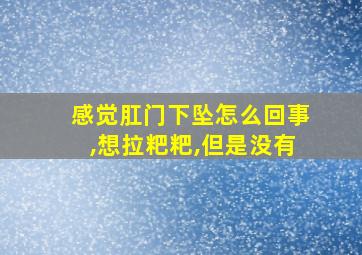 感觉肛门下坠怎么回事,想拉粑粑,但是没有