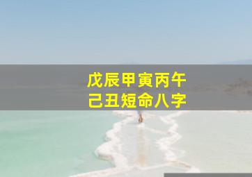 戊辰甲寅丙午己丑短命八字