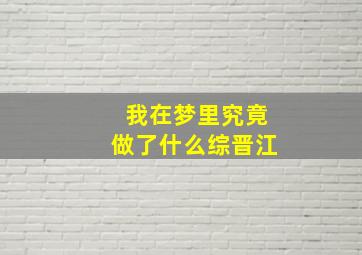 我在梦里究竟做了什么综晋江