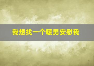 我想找一个暖男安慰我