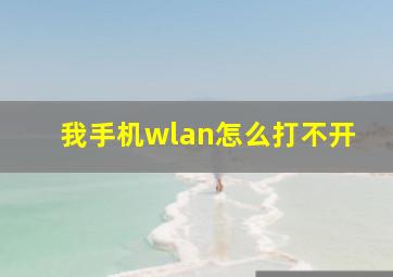 我手机wlan怎么打不开