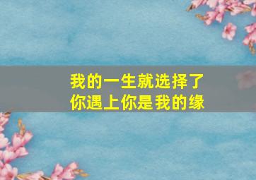 我的一生就选择了你遇上你是我的缘