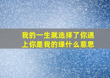 我的一生就选择了你遇上你是我的缘什么意思