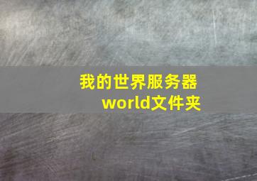 我的世界服务器world文件夹