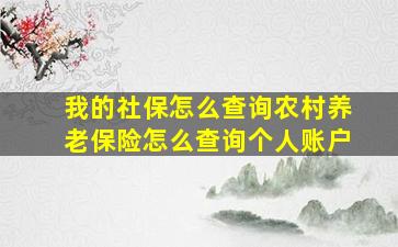 我的社保怎么查询农村养老保险怎么查询个人账户