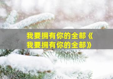 我要拥有你的全部《我要拥有你的全部》