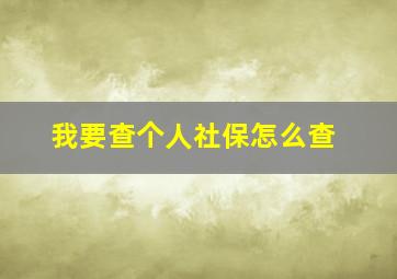 我要查个人社保怎么查