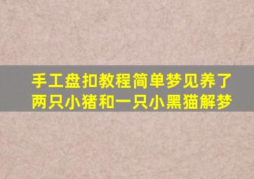 手工盘扣教程简单梦见养了两只小猪和一只小黑猫解梦