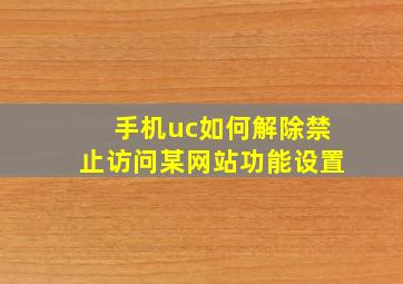 手机uc如何解除禁止访问某网站功能设置