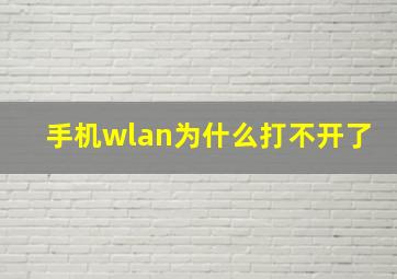 手机wlan为什么打不开了