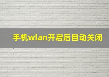 手机wlan开启后自动关闭