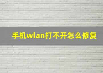 手机wlan打不开怎么修复