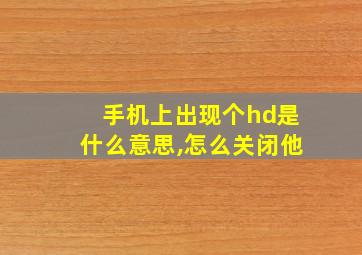 手机上出现个hd是什么意思,怎么关闭他