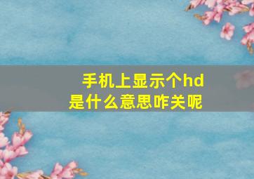 手机上显示个hd是什么意思咋关呢