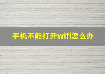 手机不能打开wifi怎么办