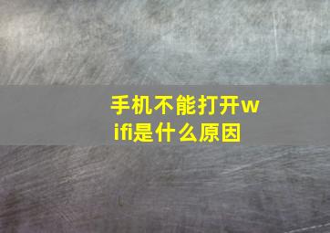 手机不能打开wifi是什么原因