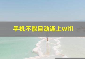 手机不能自动连上wifi