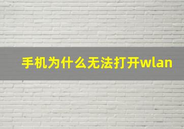 手机为什么无法打开wlan