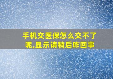 手机交医保怎么交不了呢,显示请稍后咋回事