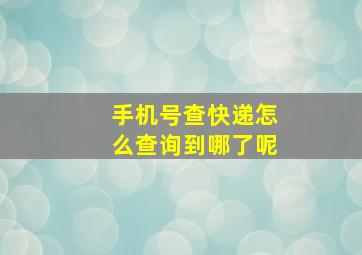 手机号查快递怎么查询到哪了呢